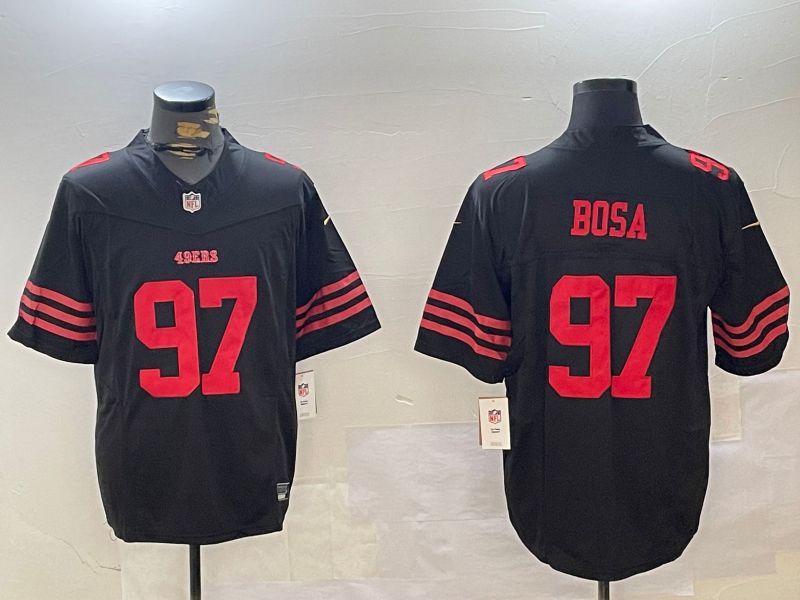 Men San Francisco 49ers #97 Bosa Black three generations 2024 Nike Limited NFL Jersey style 1